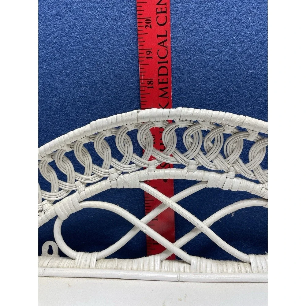VTG White ~Wicker Rattan Shelf~ Boho 2 Tiered Standing/Wall Hanging Cottagecore